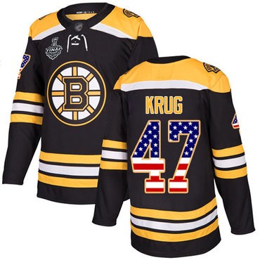 NHL Bruins #47 Torey Krug Schwarz Heim USA Flag 2019 Stanley Cup